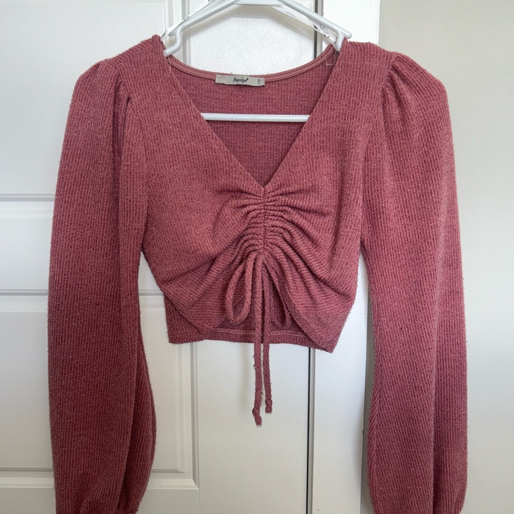 Papaya Dusty Rose Ruched Blouse